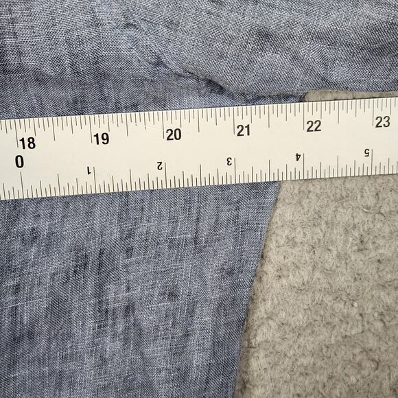 HARIS COTTON Shirt Mens Small Blue Button Up Long Sleeve 100% Linen Greece - Picture 3 of 8